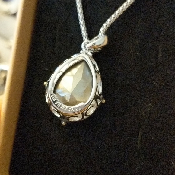 Swarovski topaz sterling and 14k gold necklace - Picture 2 of 4